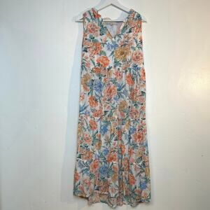 LOFT Floral Tiered Sleeveless Midi Dress Size M Lightweight Unlined Skirt